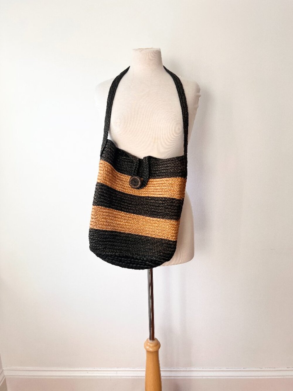 vintage striped straw raffia bag shoulder bag